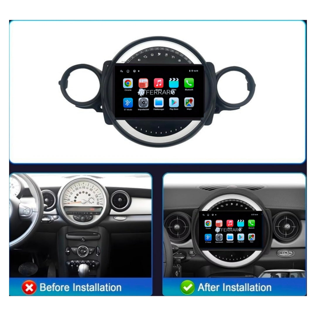 Autoradio per Mini Cooper R51, R56, R57, R58, R60, R61 9" (2007-2014) Android, Bluetooth, CarPlay | Android Auto | 2GB/4GB/6GB/8GB Ram