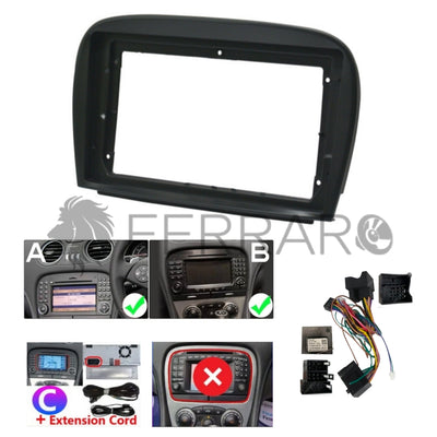 (PRENOTA) Kit Montaggio Autoradio 9"Pollici Mercedes Classe SL R230 (2001-2011), Mascherina, Cablaggio per Autoradio Android