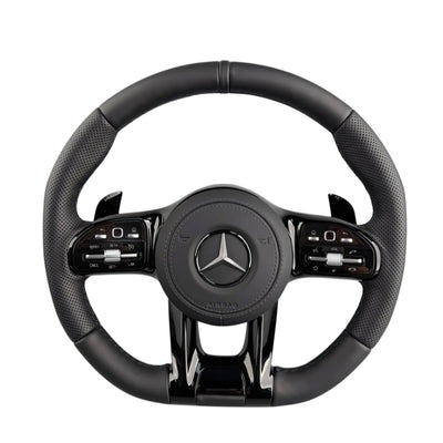 (PRENOTA)Volante per Mercedes, Pelle Nera, Filo Nero, AMG