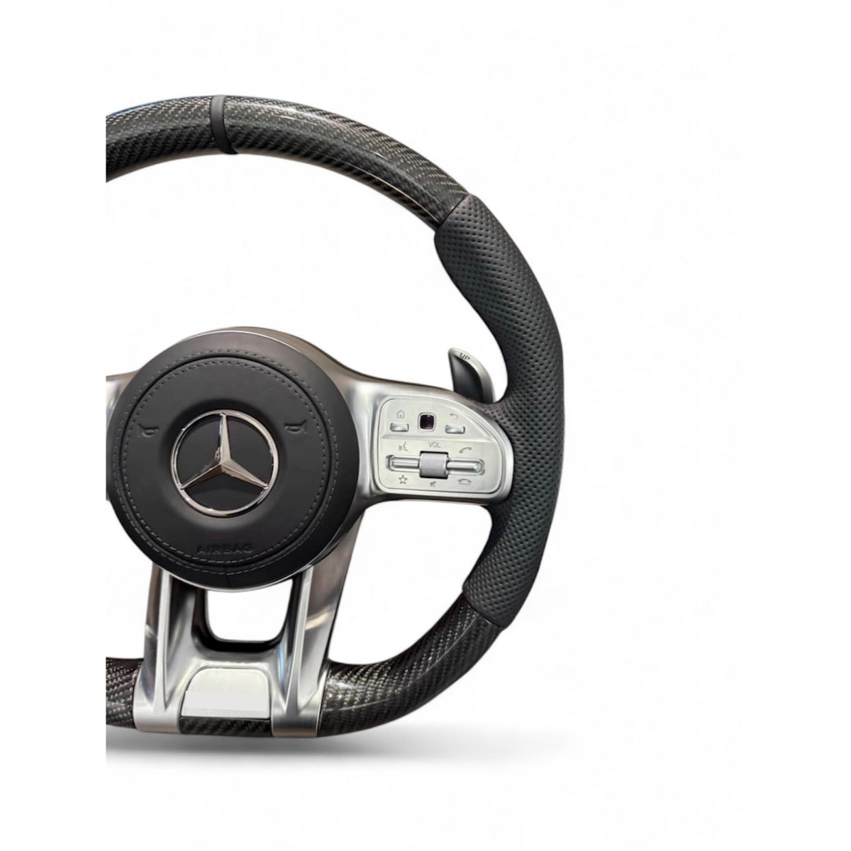 (PRENOTA) Volante per Mercedes, Etichetta Nera, Carbonio, Filo Nero, AMG