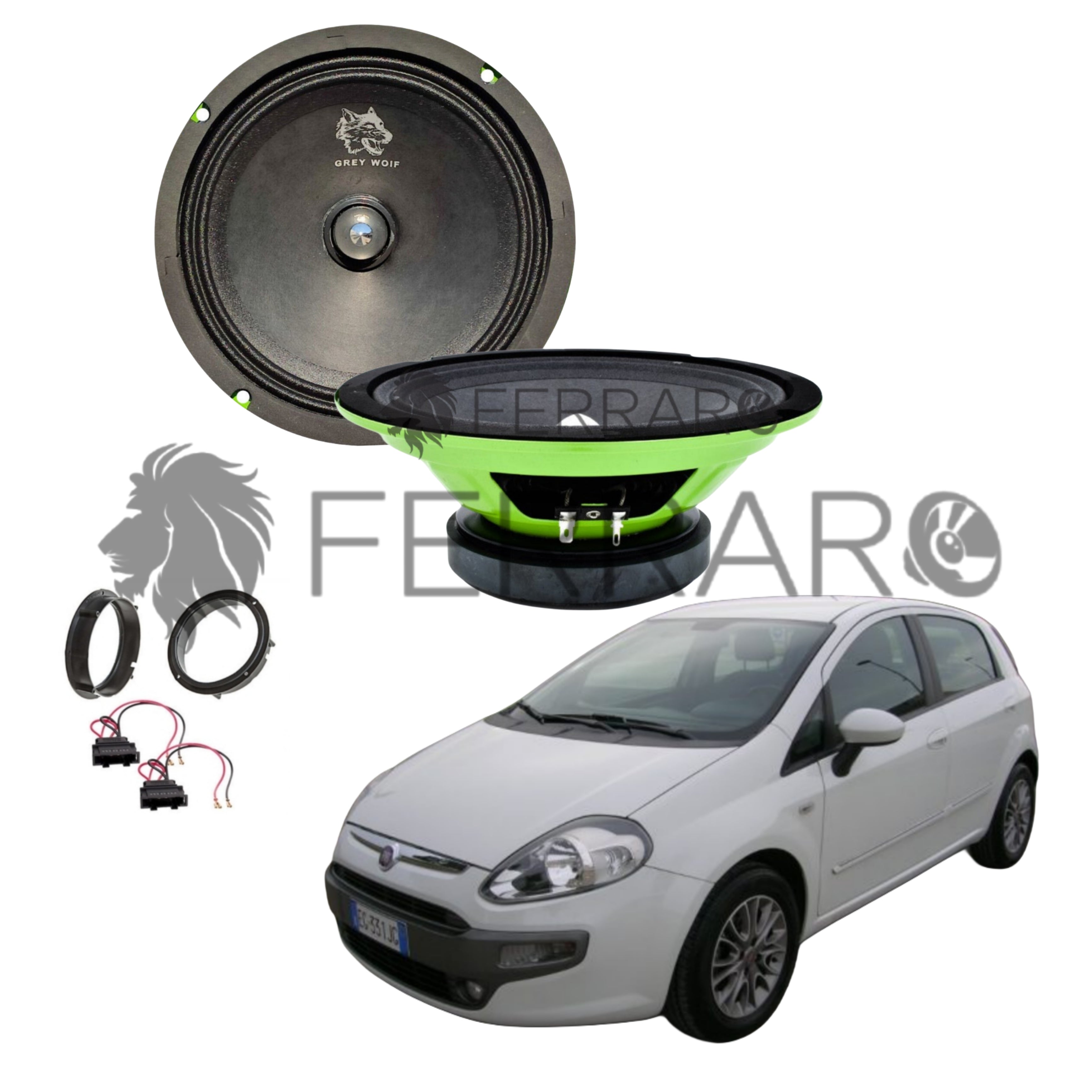 FerraroStore Kit 2 Altoparlanti, PV165.3, Ant o Post, Fiat Punto Evo