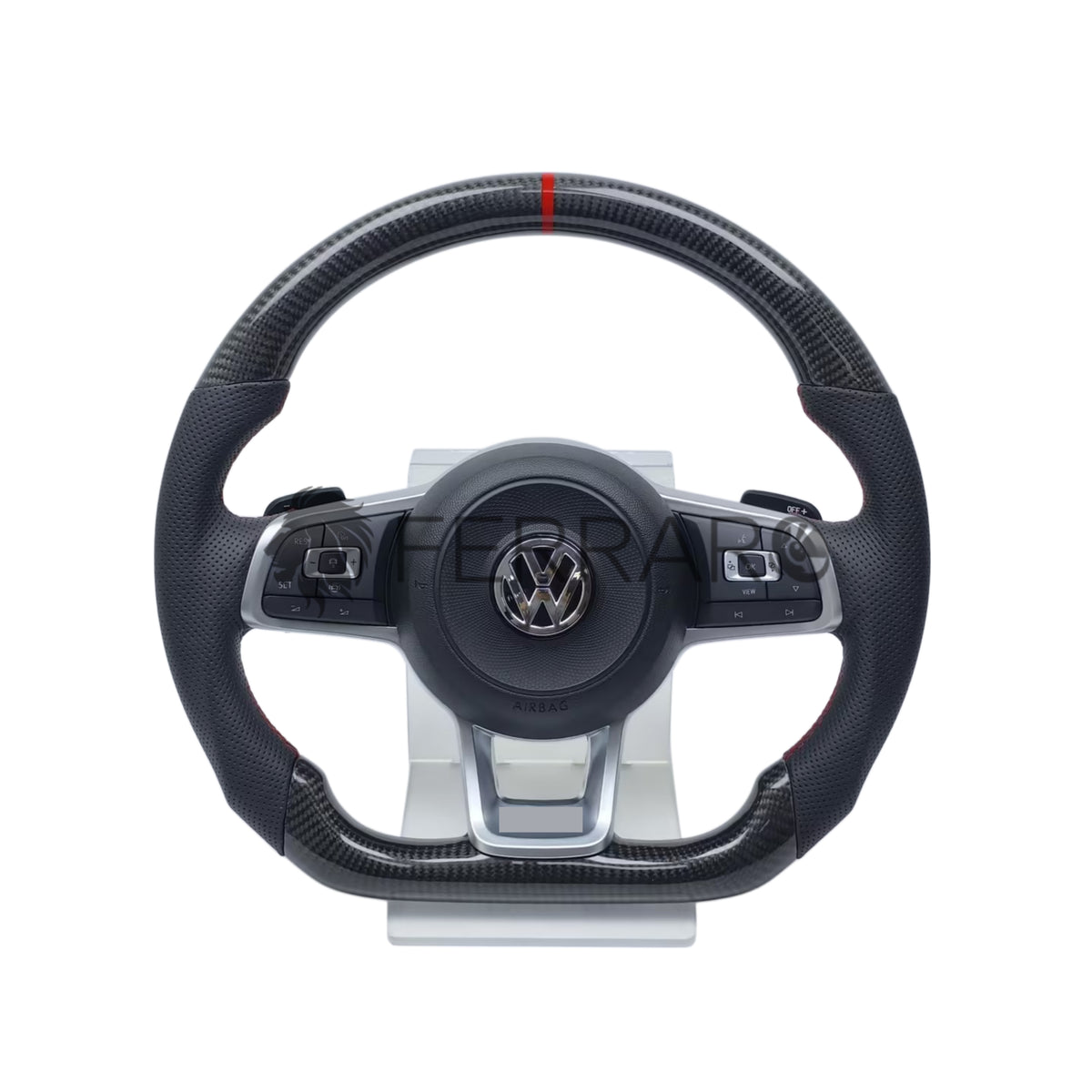 (PRENOTA) Volante per Volkswagen, Carbonio Diagonale, Filo Nero, Punzonatura