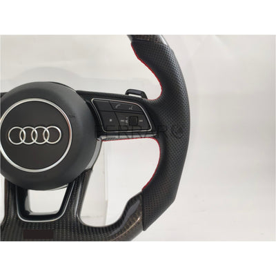(PRENOTA) Volante per Audi, Carbonio Diagonale, Etichetta Rossa, Cucitura Rossa, S
