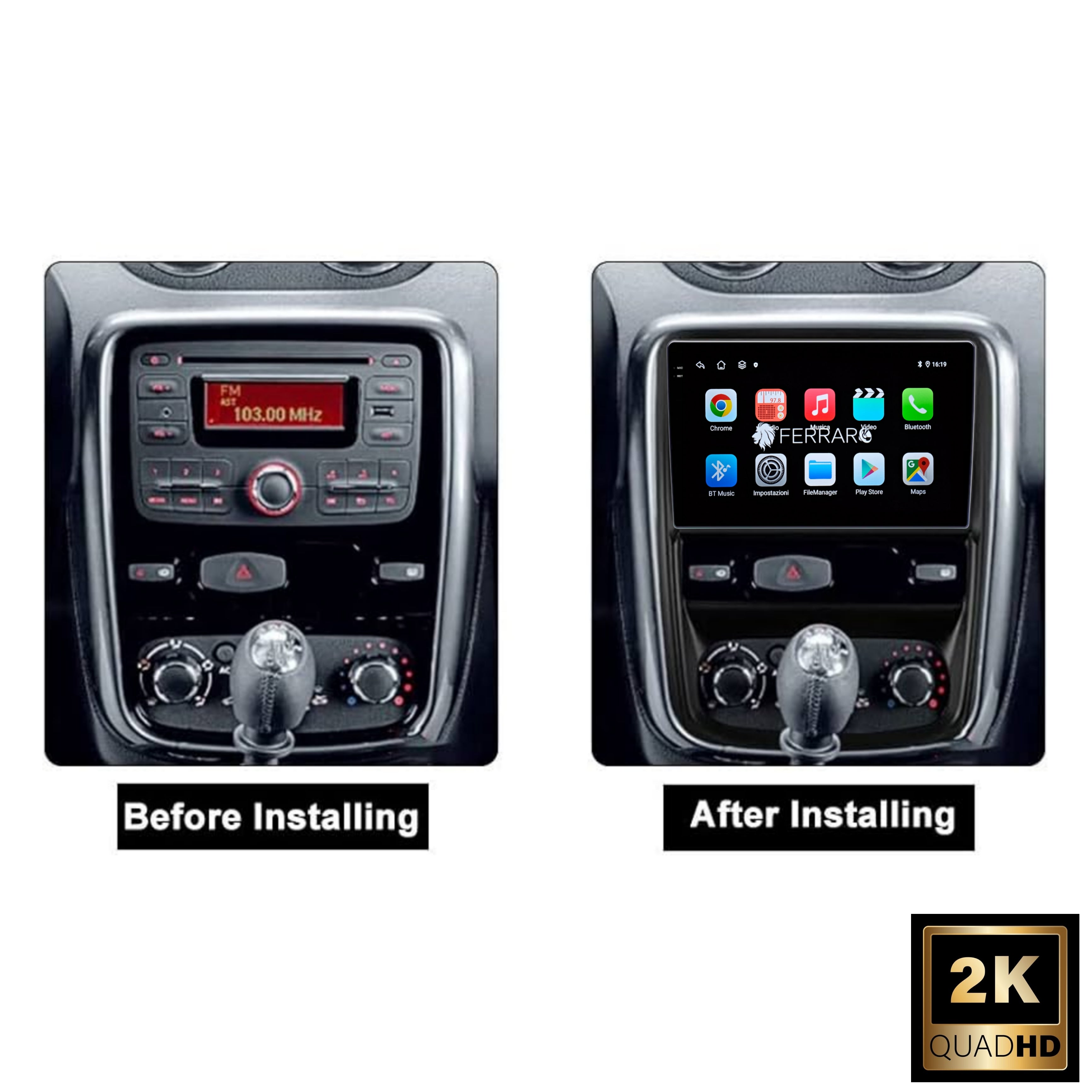 (PRENOTA) Autoradio per Renault Duster 1, Nissan Terrano 9" 2K (Dal 2010>) Android, Bluetooth, CarPlay, Android Auto, 12/256GB Ram