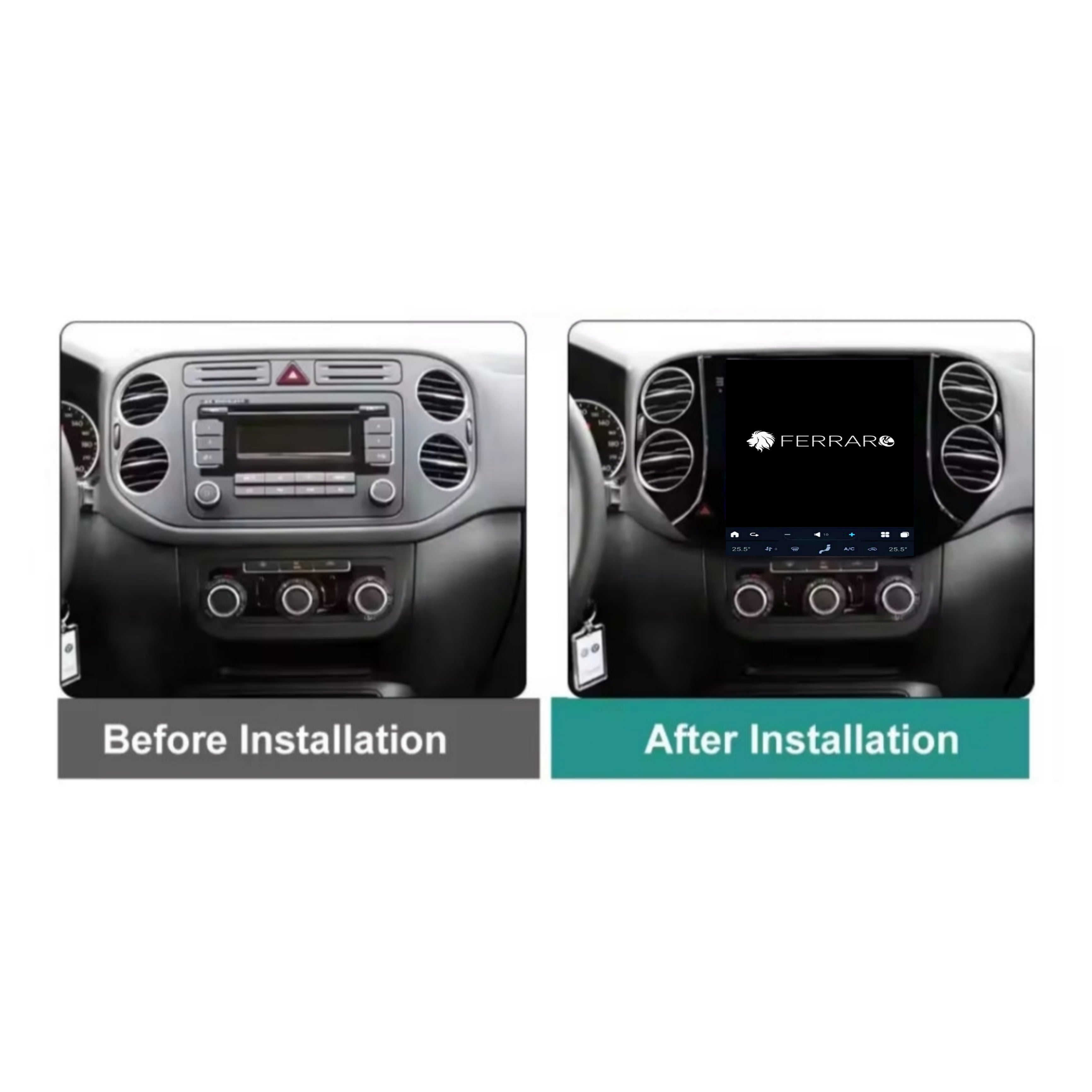 Autoradio per VW Tiguan, Plus 9.7" | 2007-2016 | Android | Bluetooth | CarPlay | Android Auto | Modello Tesla | 4GB/8GB Ram