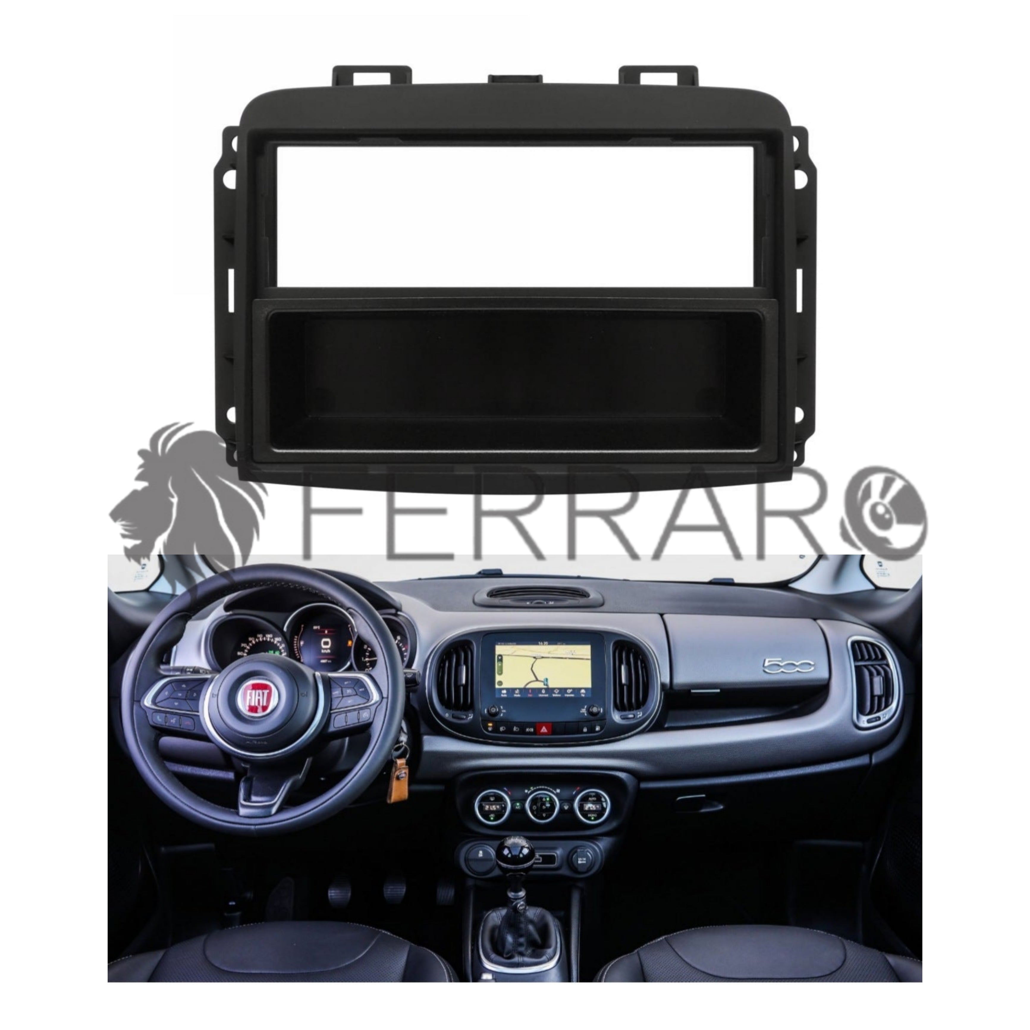 Car Radio Panel, 1 ISO with Drawer, Fiat 500L - from 2018
