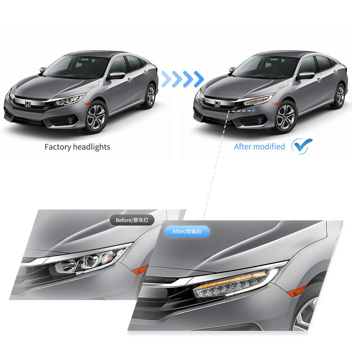 (PRENOTA) Fanali Anteriore Completo per Honda Civic 10ª (2016-2021) a LED