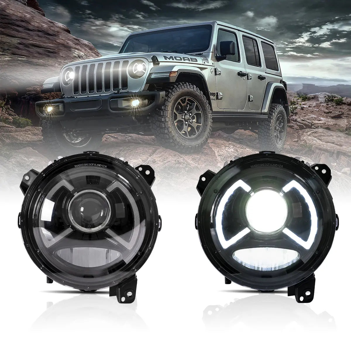 (PRENOTA) Fanali  Anteriore Completo per Jeep Wrangler JL 4ª Serie (2017-2025) a LED