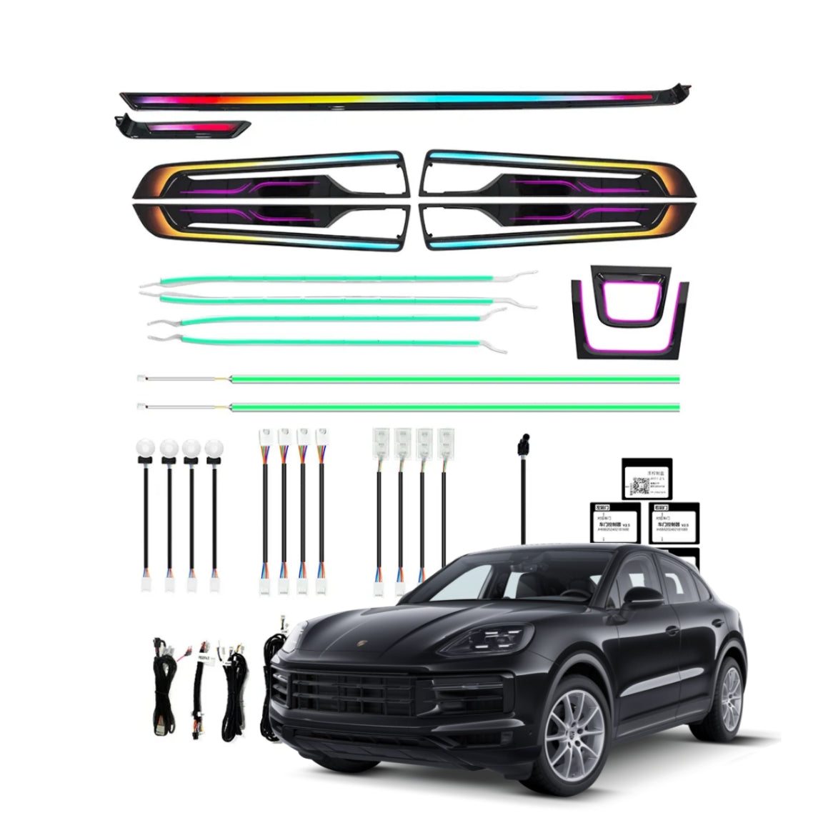 (PRENOTA) Ambient Light per Porsche Cayenne (2024+), 256 Colori, APP