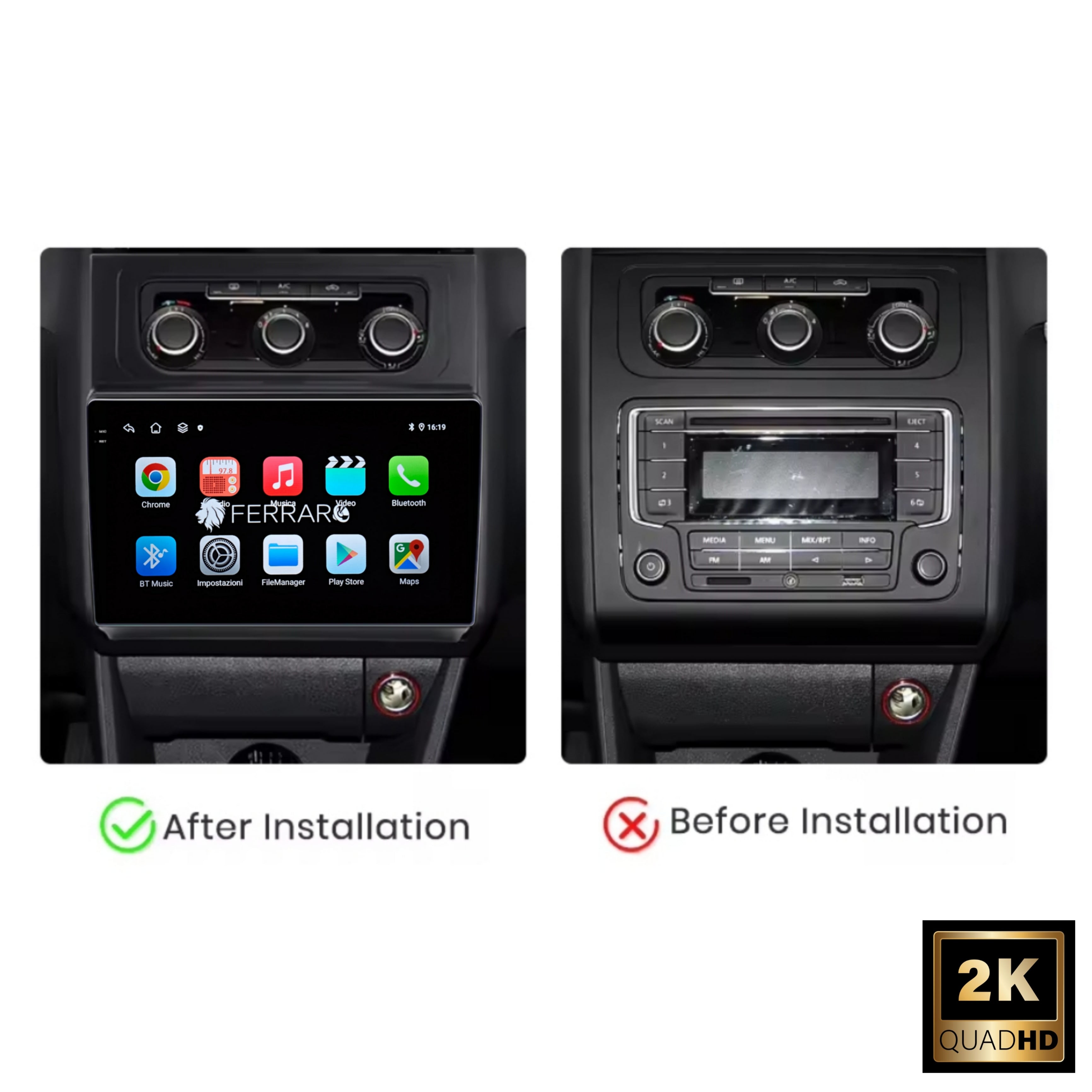 (PRENOTA) Autoradio per Volkswagen Touran 9" 2K (2011-2015) Android, Bluetooth, CarPlay, Android Auto, 12/256GB Ram