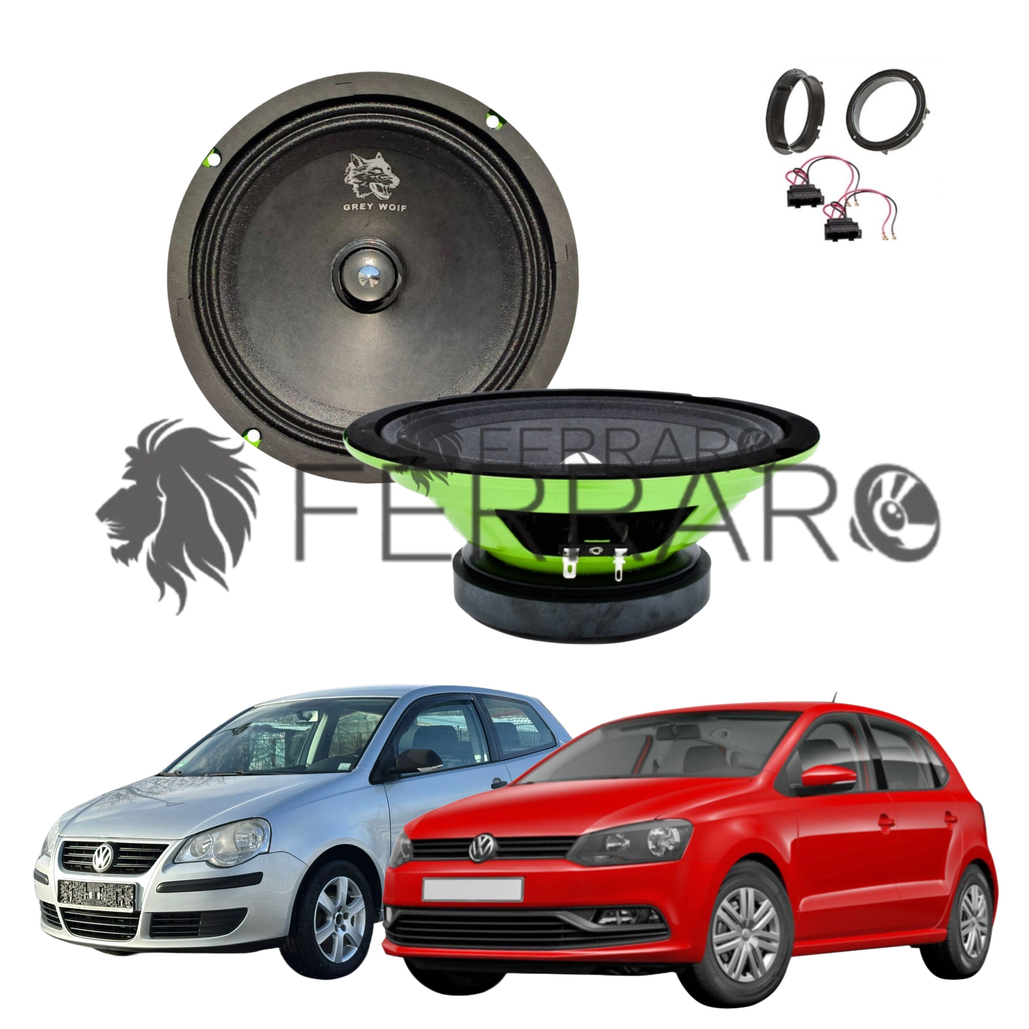 FerraroStore Kit 2 Altoparlanti, PV165.3, Ant o Post, VW Polo 9N/6R/6C (2001-2024)