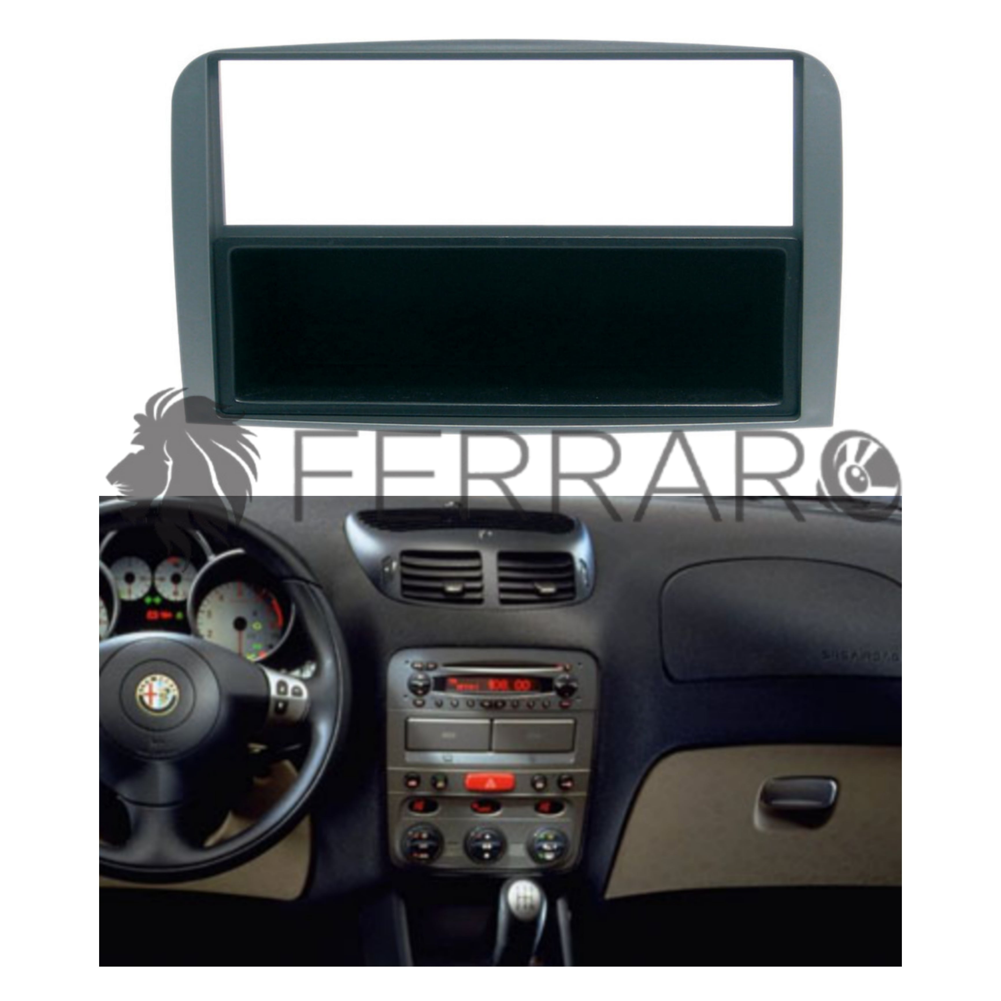 Mascherina 1DIN con Cassetto, AlfaRomeo GT, AlfaRomeo 147 (2008-2013)
