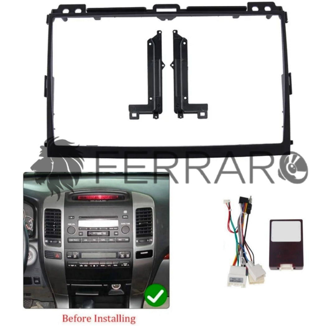 (PRENOTA) Kit Montaggio Autoradio 9"Pollici Toyota Prado J150 (2009-2023), Mascherina, Cablaggio per Autoradio Android