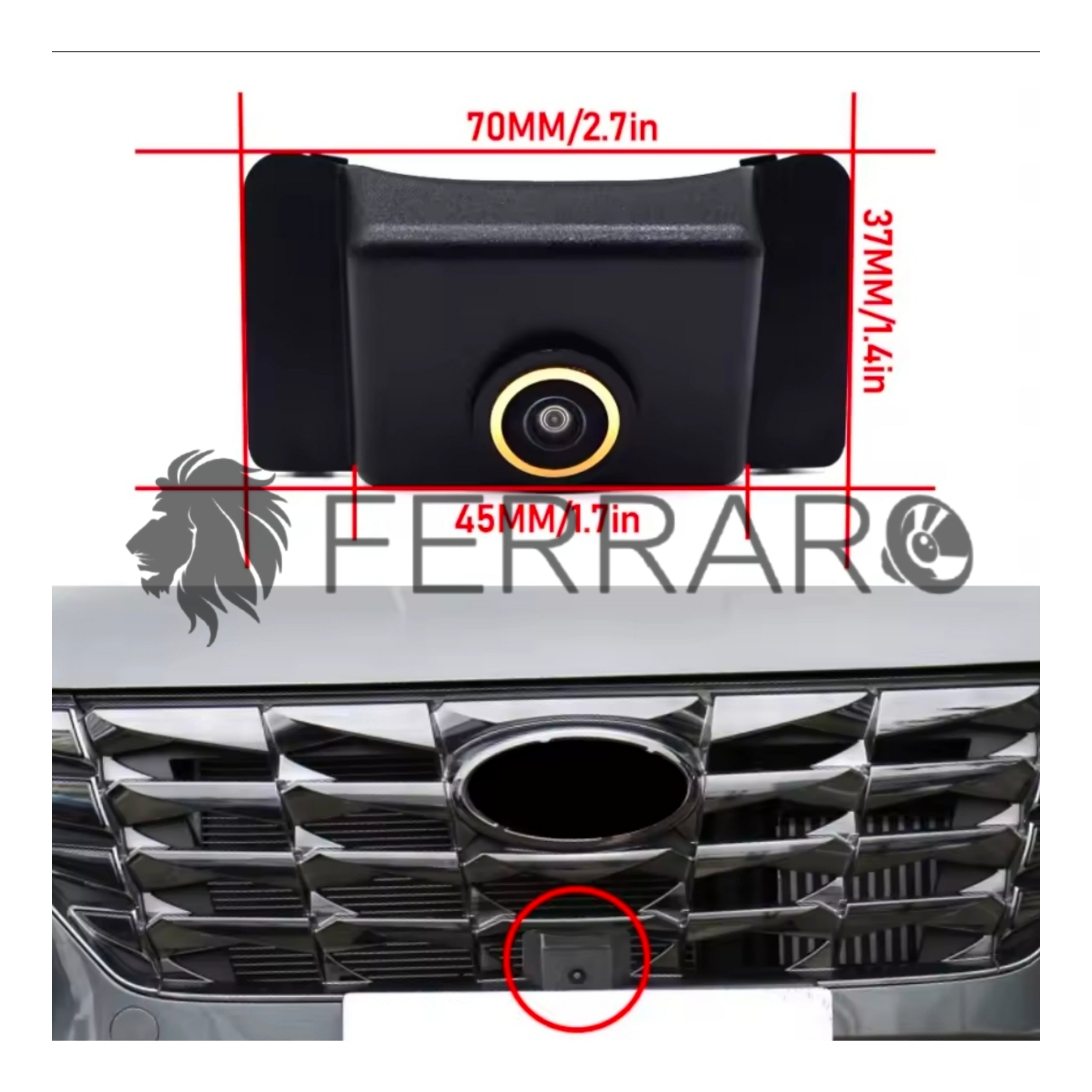 (PRENOTA) Telecamera Frontale per Hyundai Tucson NX4 (2020-2023), AHD, 1920x1080, 170° Gradi