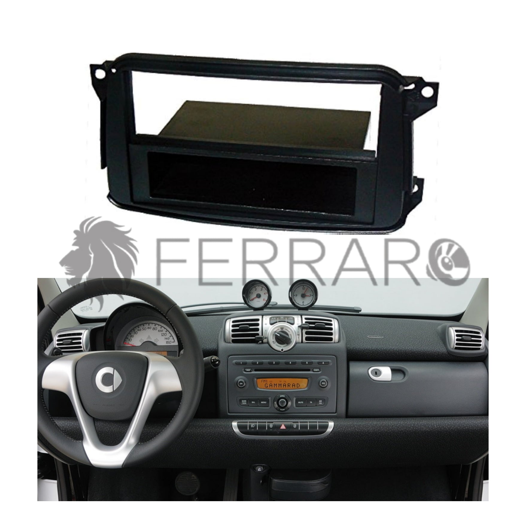 Car Radio Panel, 1DIN, Smart Fotwo from 2010-2015
