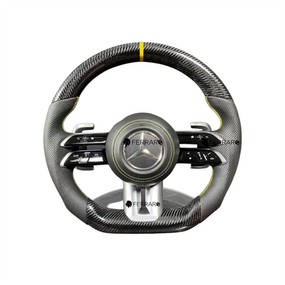 (PRENOTA) Volante per Mercedes, Carbonio Diagonale, Etichetta Gialla, Linea Gialla, Galvanico, AMG