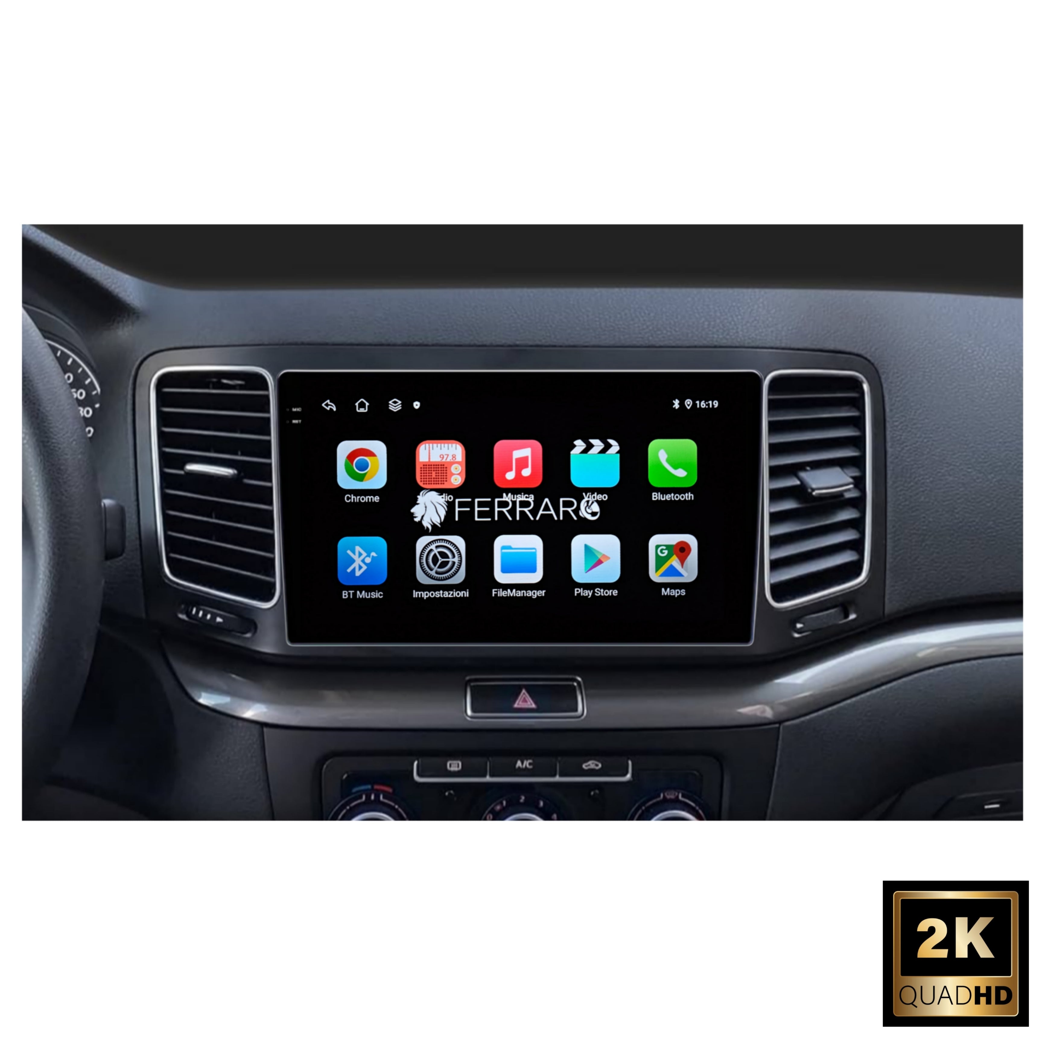 Autoradio per Volkswagen Sharan 9" 2K | 2010-2021 | Android | Bluetooth | CarPlay | Android Auto | 12/256GB Ram