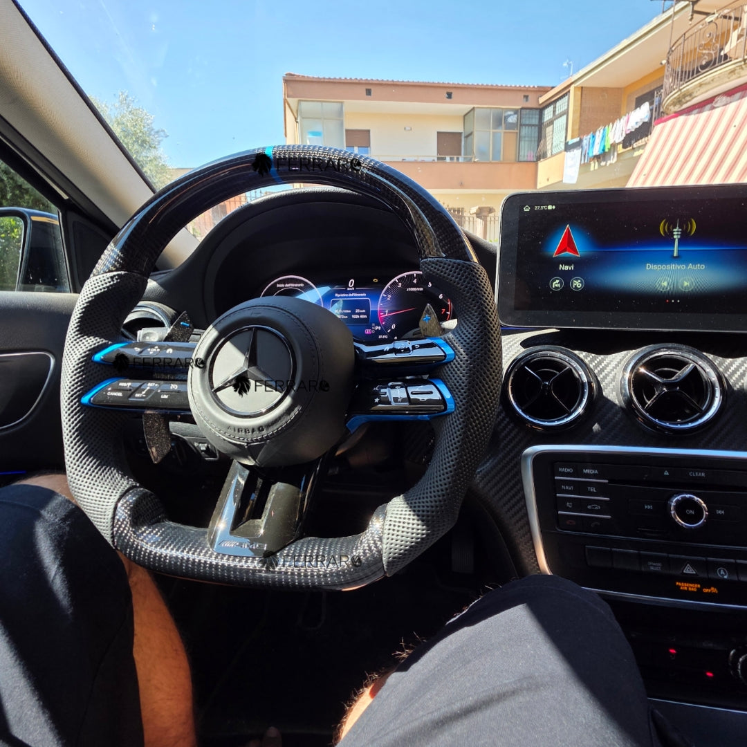 (PRENOTA) Volante per Mercedes, Blu, Logo Nero, AMG
