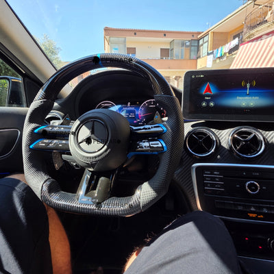 (PRENOTA) Volante per Mercedes, Blu, Logo Nero, AMG