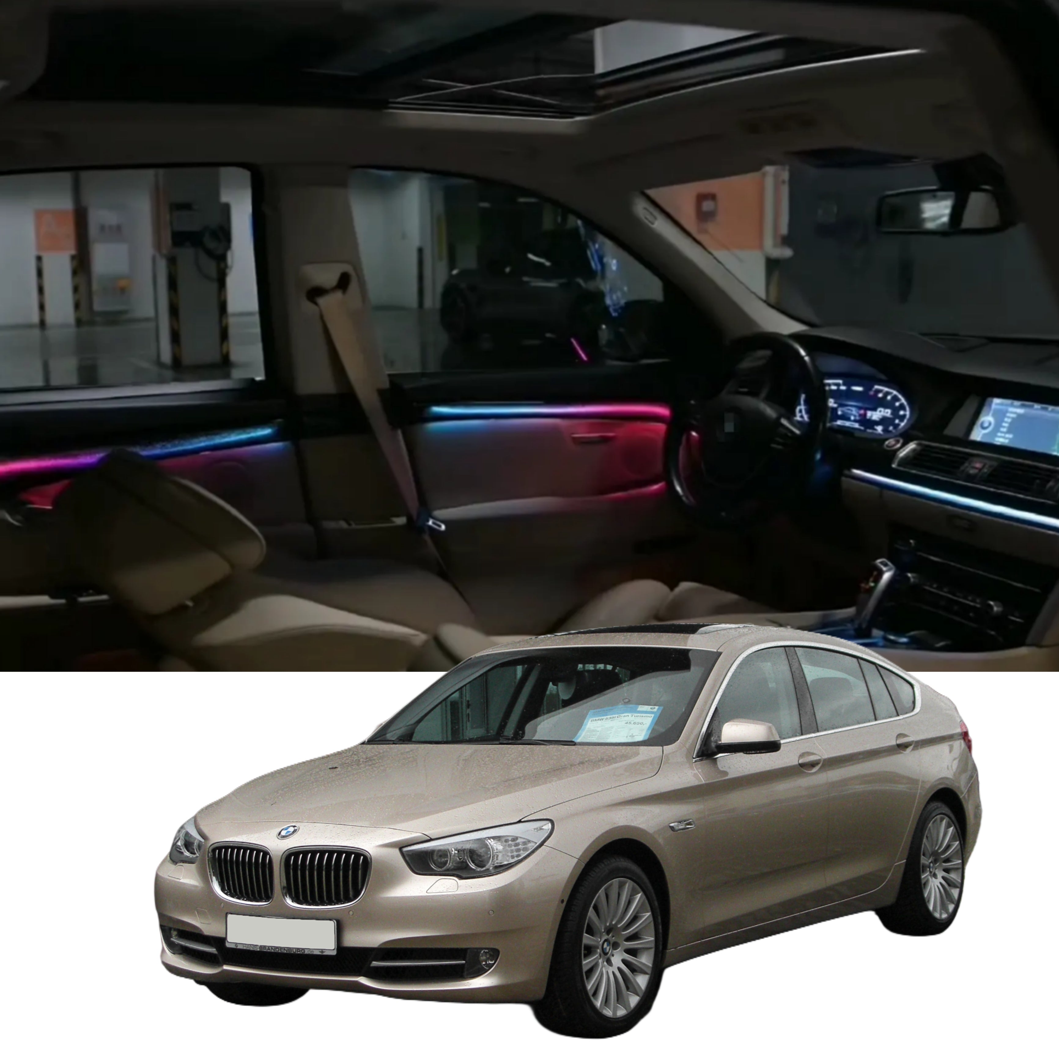 (PRENOTA) Ambient Light per BMW Serie Gran Turismo F07 (2009-2017), 256 Colori, APP