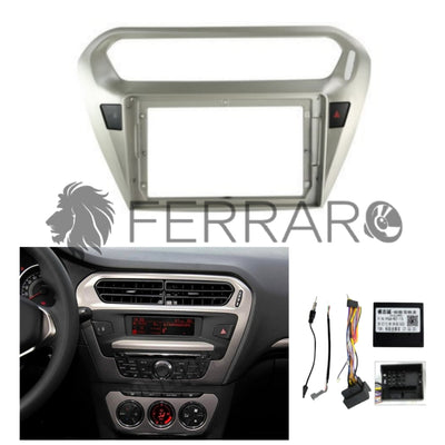 (PRENOTA) Kit Montaggio Autoradio 9"Pollici Peugeot 301, Citroen C-Elysee (2012-2016) Mascherina, Cablaggio Autoradio Android