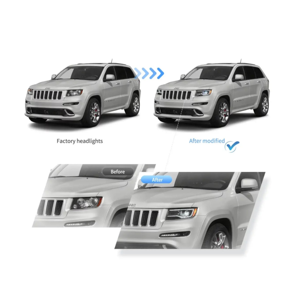 (PRENOTA) Fanali Anteriore Completo per Jeep Grand Cherokee WK2 (2010-2013) a LED