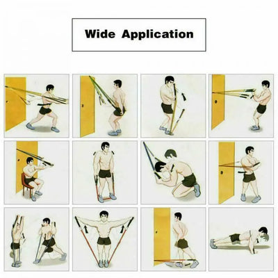 Kit 10 Pcs Elastic Bands - Fitness, Gym, Resistance Strength Handles