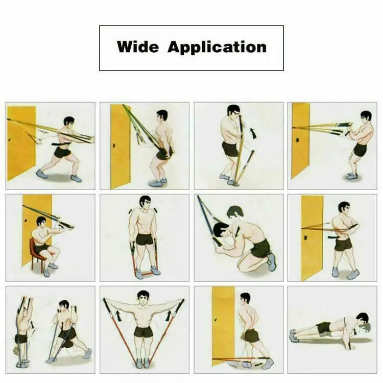 Kit 10 Pcs Elastic Bands - Fitness, Gym, Resistance Strength Handles