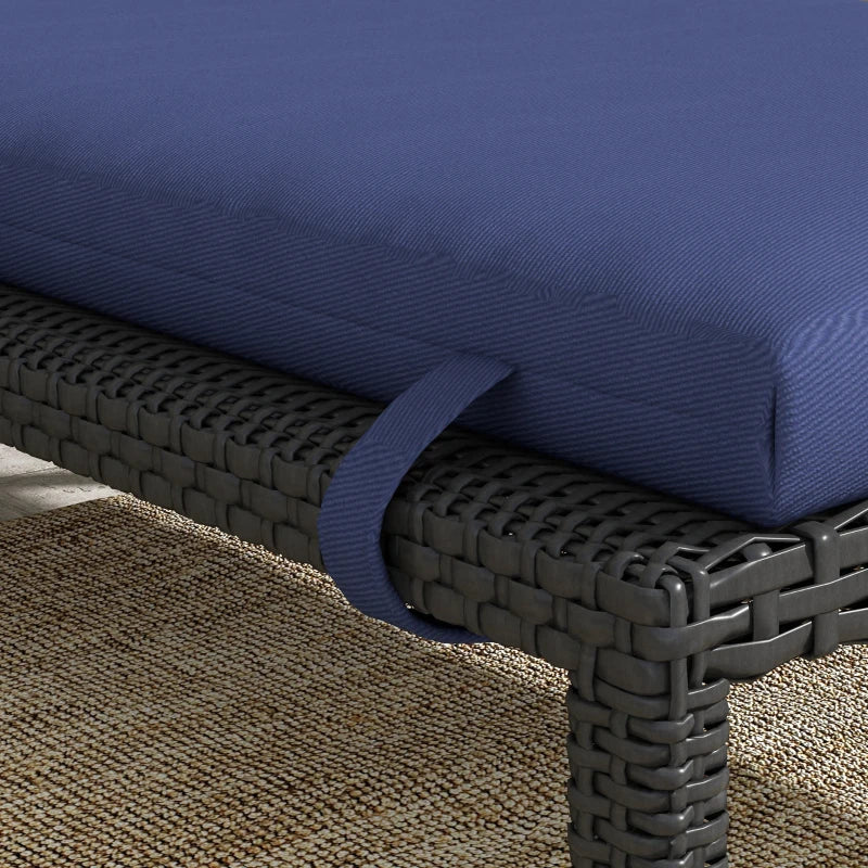 Outsunny Cuscino per Sdraio e Lettino Prendisole in Tessuto con Lacci di Fissaggio, Blu Scuro