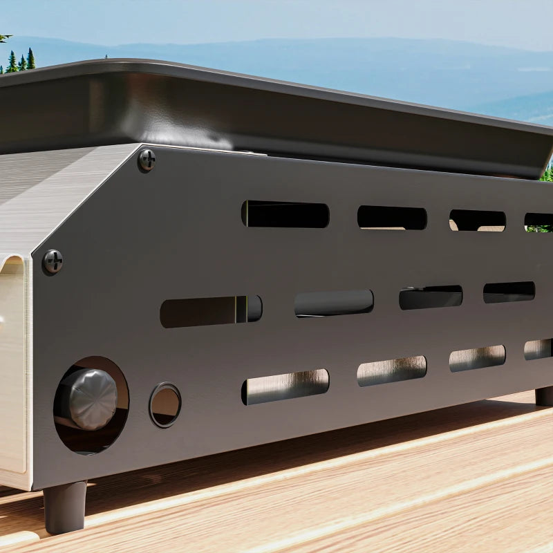 Outsunny Piastra Barbecue a Gas con 4 Bruciatori da 2.4kw e Piano Antiaderente, 77x44.5x19cm, Argento