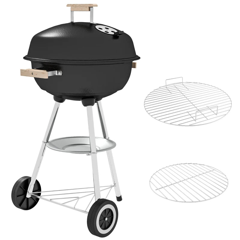 Outsunny Carrello per Barbecue con Piano in Acciaio e Ripiano Richiudibile, Ruote e Ganci, 91x58x76 cm, Nero (Copia)