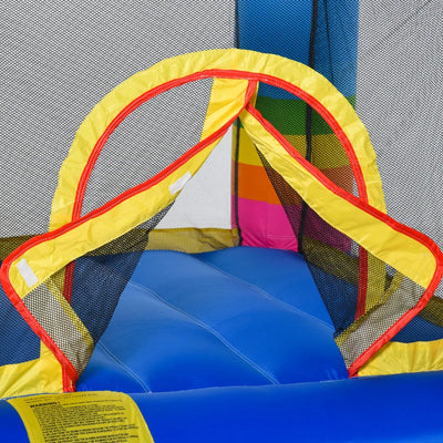 Outsunny Castello Gonfiabile per Bambini con Trampolino e Piscina, Pompa Elettrica Inclusa 280x170x155cm, Multicolore