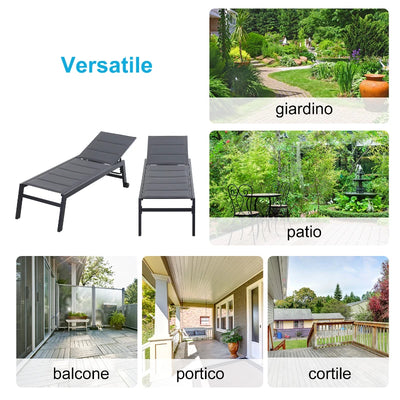 Outsunny Sdraio da Giardino Reclinabile su 5 Livelli con Rivestimento Imbottito