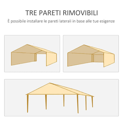 Outsunny Gazebo da Giardino 6x3 m per Eventi con Pareti Rimovibili e Finestre Trasparenti, Verde