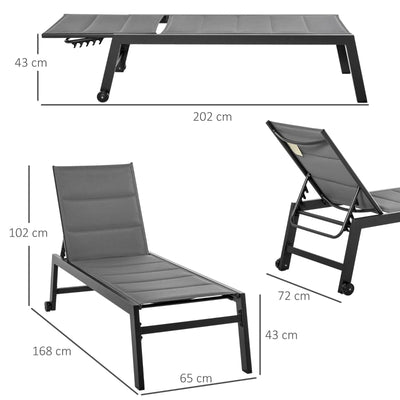 Outsunny Sdraio da Giardino Reclinabile su 5 Livelli con Rivestimento Imbottito