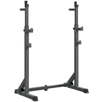 SPORTNOW Supporto per Bilanciere con Altezza e Larghezza Regolabili in Acciaio ed EVA, 60-87x65x121-158cm, Nero