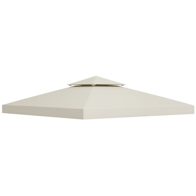 Outsunny Telo Gazebo 3x3 m a 2 Livelli in Poliestere Resistente, Copertura Gazebo 3x3 con 8 Fori di Drenaggio e Cinghie in chiusura a strappo, Crema