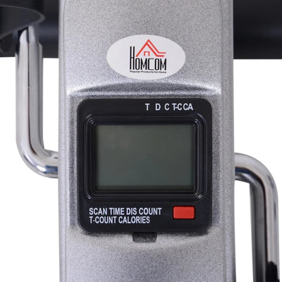 HOMCOM Mini Cyclette Portatile per Gambe e Braccia, Pedaliera per Riabilitazione con Display LCD, Argento