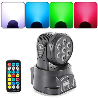 Testa Mobile Eventi, Rotante, 7 luci da Discoteca, Led RGB, Effetto Luci Disco