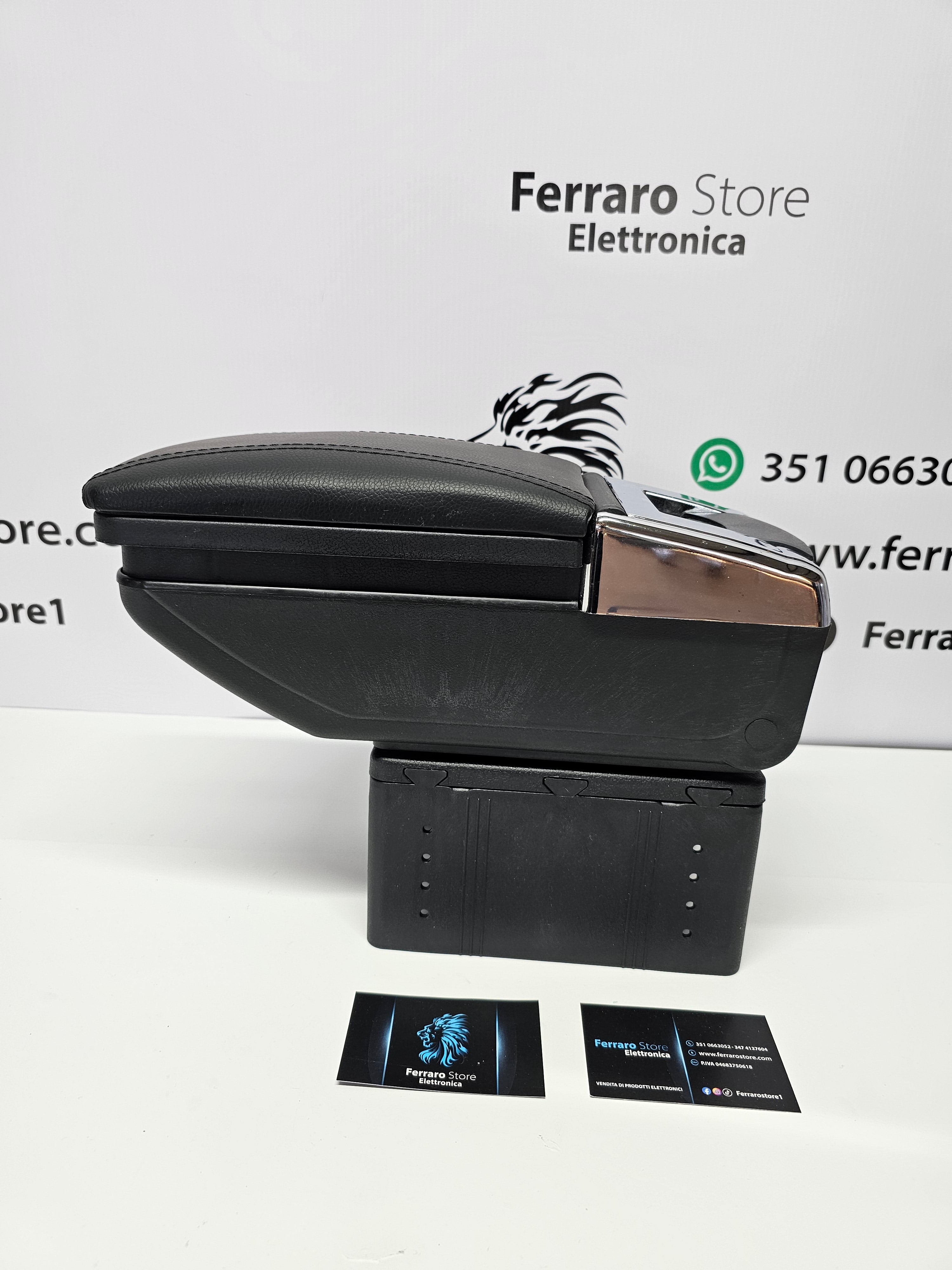 Bracciolo Universale, Per Auto, Poggiabraccio, Alta Qualità, in Pelle, Portaoggetti, Posa Cenere