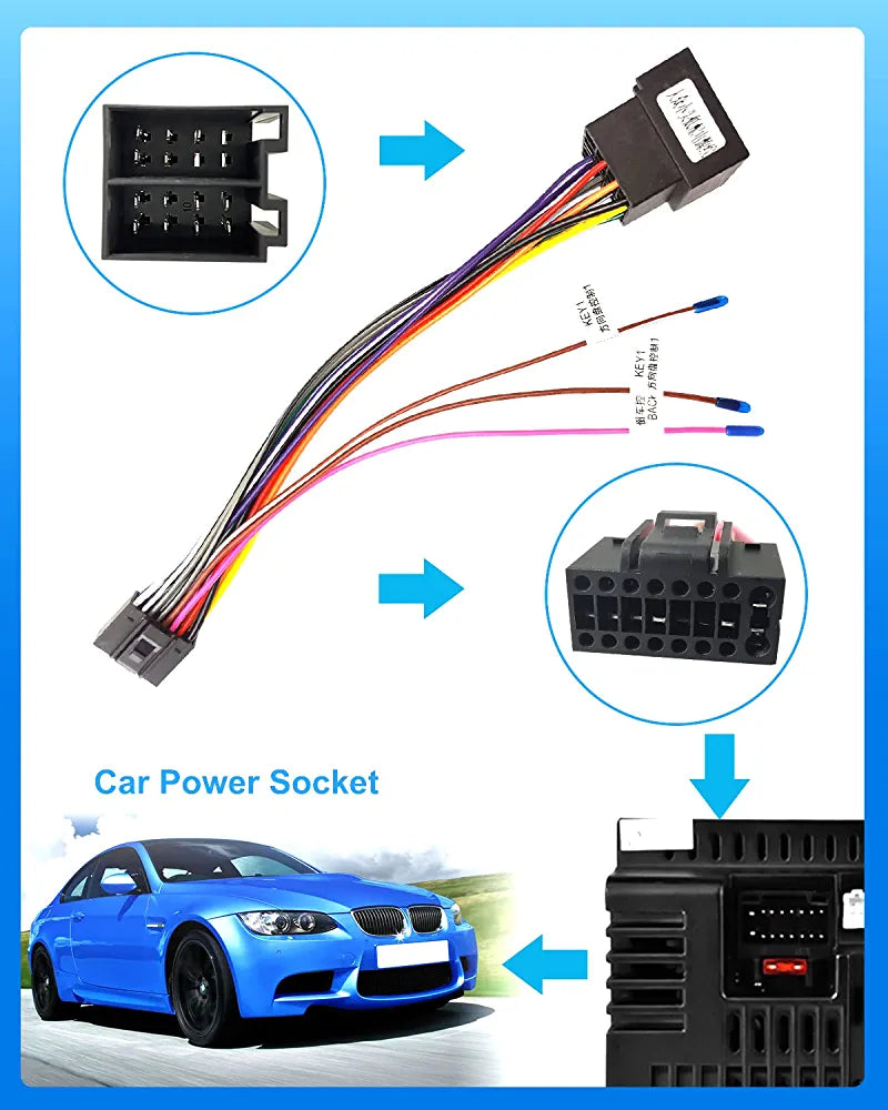 16 Pin Cable Adapter - ISO Standard, Car Radio Adapter Universal Connector