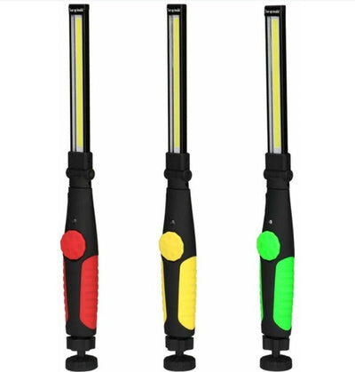 Torcia Led Ricaricabile, USB, Lampada Lavoro, Portatile, Base Calamitata, Regolabile