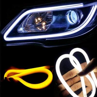 Flexible LED for CAR 2PCS - Car Headlights, Lighting SET, 60cm, LED Strip, White &amp; Yellow.
